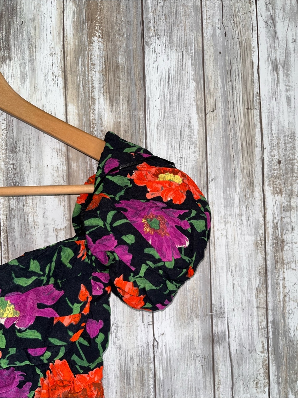 Zara Floral Puff Sleeve Mini Dress Sweetheart Neck Ruched Bodycon Size S - Picture 3 of 8